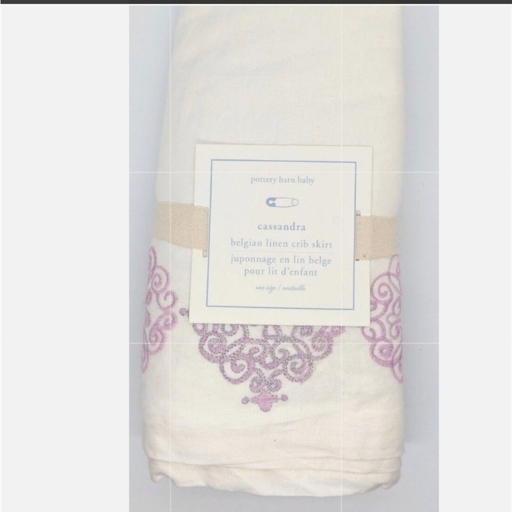 Pottery Barn Baby Cassandra Belgium Linen Crib Skirt EUC